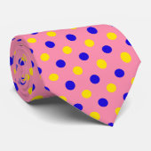 Roze Blauw Geel Stippen Design Stropdas (Opgerold)