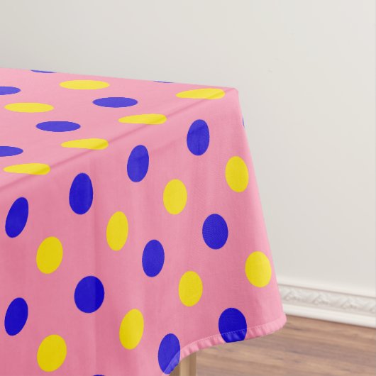 Roze Blauw Geel Stippen Design Tafelkleed (Voorbeeld)