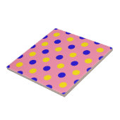 Roze Blauw Geel Stippen Design Tegeltje (Zijkant)