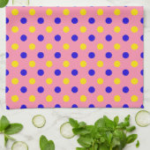 Roze Blauw Geel Stippen Design Theedoek (Gevouwen)
