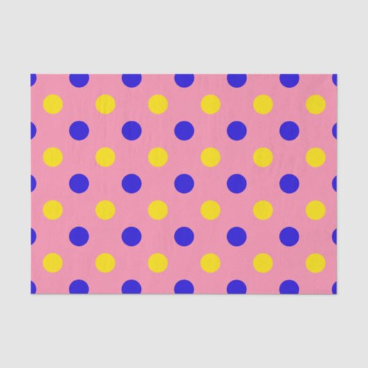 Roze Blauw Geel Stippen Design Tissuepapier (Voorkant)