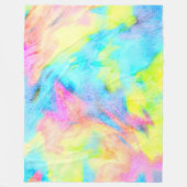 Roze Blauw Geel Tie Dye Fleece Deken (Voorkant)