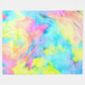Roze Blauw Geel Tie Dye Fleece Deken (Voorkant (Horizontaal))