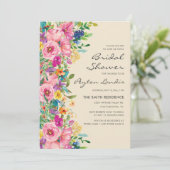 Roze Blauw Geel Vrijgezellenfeest Wildbloemen Kaart (Staand voorkant)