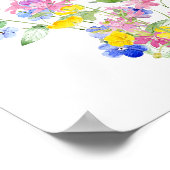 Roze Blauw Geel Wildbloem Boeket Poster (Hoek)