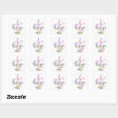 Roze Blauw Geel Wildbloemen Ronde sticker (Vel)