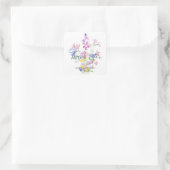 Roze Blauw Geel Wildbloemen Ronde sticker (Tas)