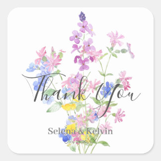 Roze Blauw Geel Wildbloemen Ronde sticker