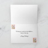 Roze Blauw Geel Wildflower Verjaardag Kaart (Binnen)