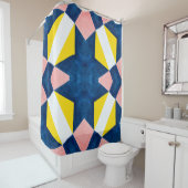 Roze, blauw, geel, wit Abstract Douchegordijn (In situ)