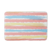 Roze Blauw Geel Witte Aquarel Strepen Badmat (Voorkant)