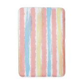 Roze Blauw Geel Witte Aquarel Strepen Badmat (Voorkant Verticaal)