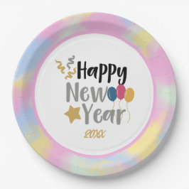 Roze, Blauw Geel Wolken Nieuwjaar Party Supplies Papieren Bordje