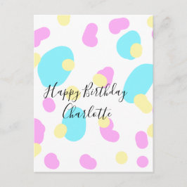 Roze blauw geelgelukkige verjaardag kinderen vorme briefkaart