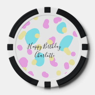 Roze blauw geelgelukkige verjaardag kinderen vorme poker chips