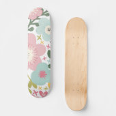 Roze Blauw Gele Bloemen Moderne Floral Persoonlijk Skateboard (Voorkant)
