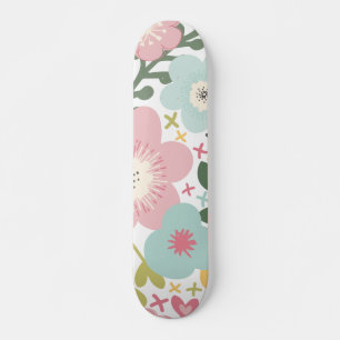 Roze Blauw Gele Bloemen Moderne Floral Persoonlijk Skateboard