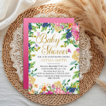 Roze Blauw Gele Bloemige Vlinders Baby Borrel