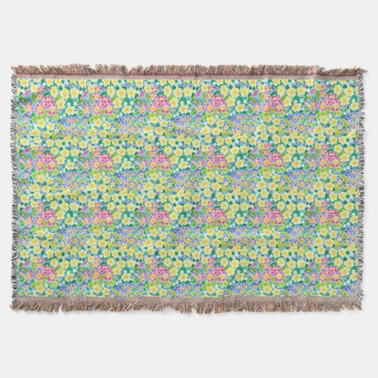  roze, blauw, gele primroses Drijfband Deken (Voorkant)