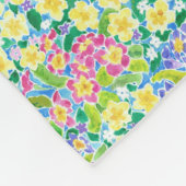  roze, blauw, gele primroses, griepbundel fleece deken (Hoek)