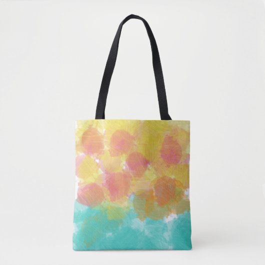  Roze Blauw Gele Waterverf Tote Bag (Voorkant)