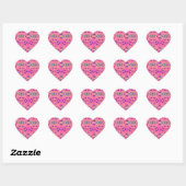 Roze Blauw Geometrische Art Deco Fun Valentijnsdag Hart Sticker (Vel)