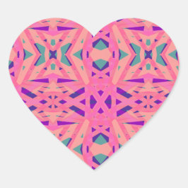 Roze Blauw Geometrische Art Deco Fun Valentijnsdag Hart Sticker