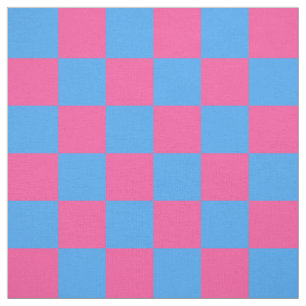 Roze blauw geruit controlepatroon stof