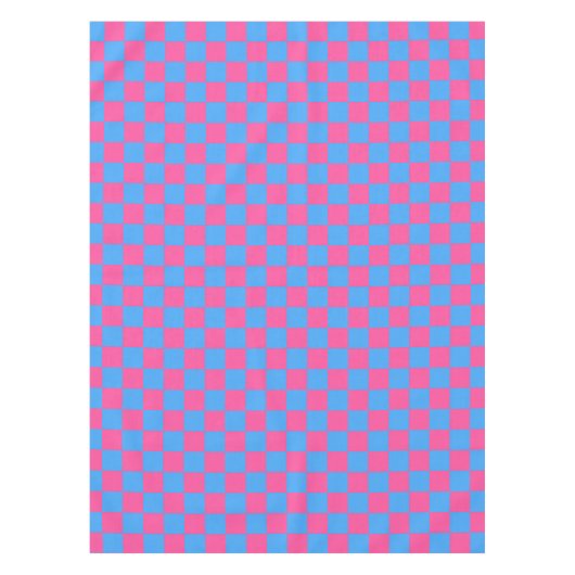 Roze blauw geruit controlepatroon tafelkleed (Voorkant)