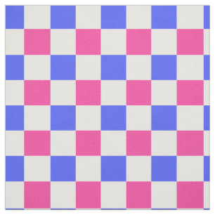 Roze Blauw geruite Check Pattern Design Stof