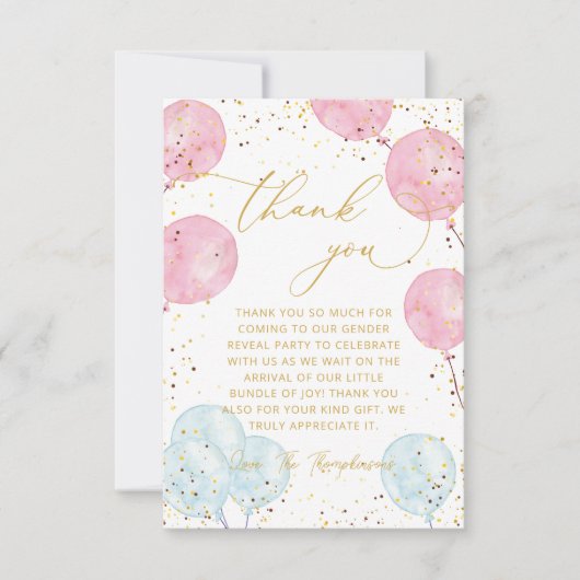 Roze blauw geslacht onthullen Dank je wel Kaart (Voorkant)