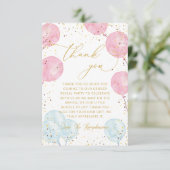 Roze blauw geslacht onthullen Dank je wel Kaart (Staand voorkant)