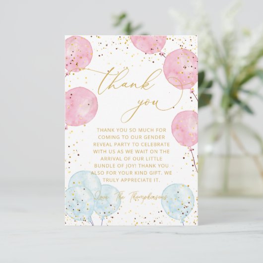Roze blauw geslacht onthullen Dank je wel Kaart (Staand voorkant)
