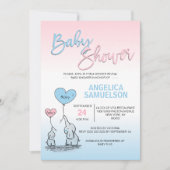 Roze Blauw Geslacht onthullen Elephant Baby shower Kaart (Voorkant)