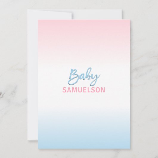 Roze Blauw Geslacht onthullen Elephant Baby shower Kaart (Achterkant)