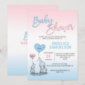Roze Blauw Geslacht onthullen Elephant Baby shower Kaart (Voorkant / Achterkant)
