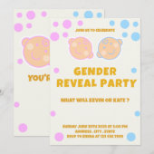 Roze & Blauw Geslacht Onthullen Geslacht Uitnodigi Kaart (Voorkant / Achterkant)