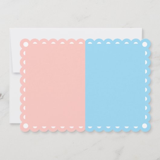 Roze, blauw geslacht onthullen papel picado baby s kaart (Achterkant)