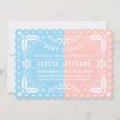Roze, blauw geslacht onthullen papel picado baby s kaart (Voorkant)
