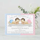 Roze Blauw Geslacht Onthullen Uitnodigingen voor d (Staand voorkant)