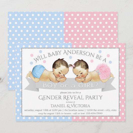 Roze Blauw Geslacht Onthullen Uitnodigingen voor d (Voorkant / Achterkant)