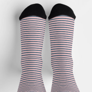Roze & Blauw Gestreepte Retro Cool Classic Modern Sokken