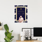 Roze Blauw Goud Anand Karaj Bruiloft Welkomstbord Poster (Thuiskantoor)