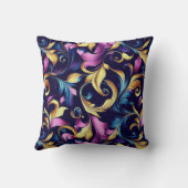 Roze, Blauw, Goud, Bladwergpatroon Kussen (Achterkant)