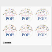 Roze Blauw Goud Confetti Ze is klaar om te Poppen Ronde Sticker (Vel)