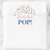 Roze Blauw Goud Confetti Ze is klaar om te Poppen Ronde Sticker (Tas)