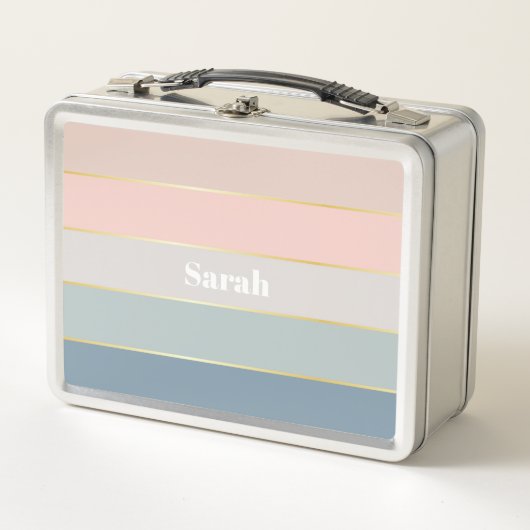 Roze Blauw Goud Custom Summer Color Block Stripes (Voorkant)
