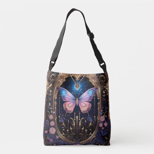  Roze Blauw Goud Stijlvolle Vlinder Crossbody Tas (Achterkant)