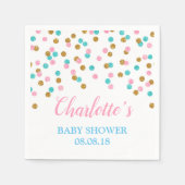 Roze Blauw Goud Stippen Baby shower servetten (Voorkant)