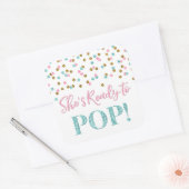 Roze Blauw Goud Stippen Ze is klaar om te Poppen Vierkante Sticker (Envelop)